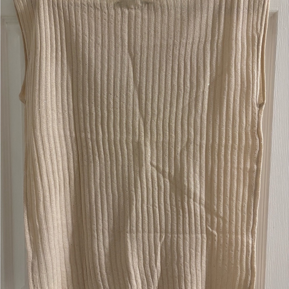 Zara Cream Ribbed Tank Top - Picture 3 of 7